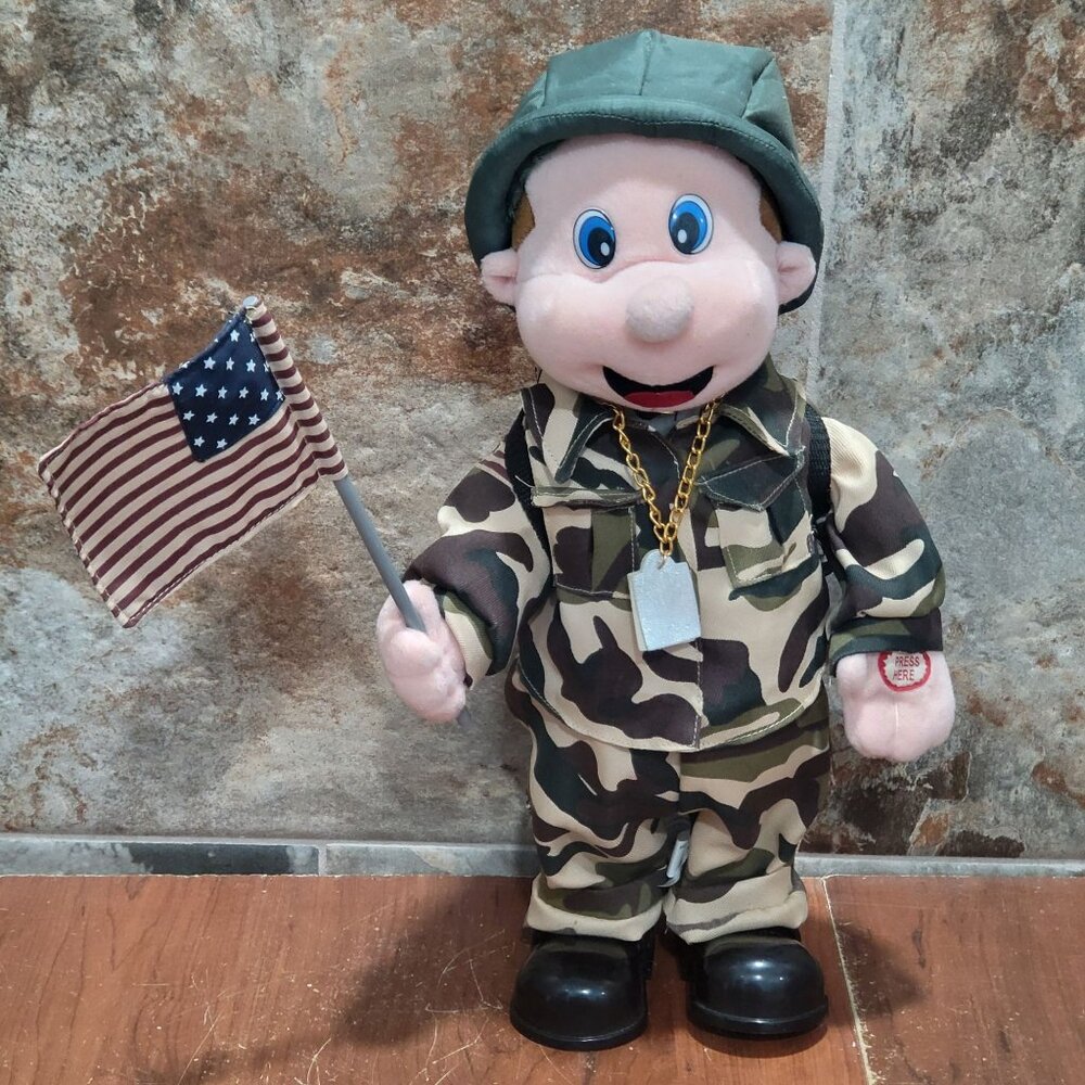USA American Combat Soldier Camo Flag Interactive Plush Not Working